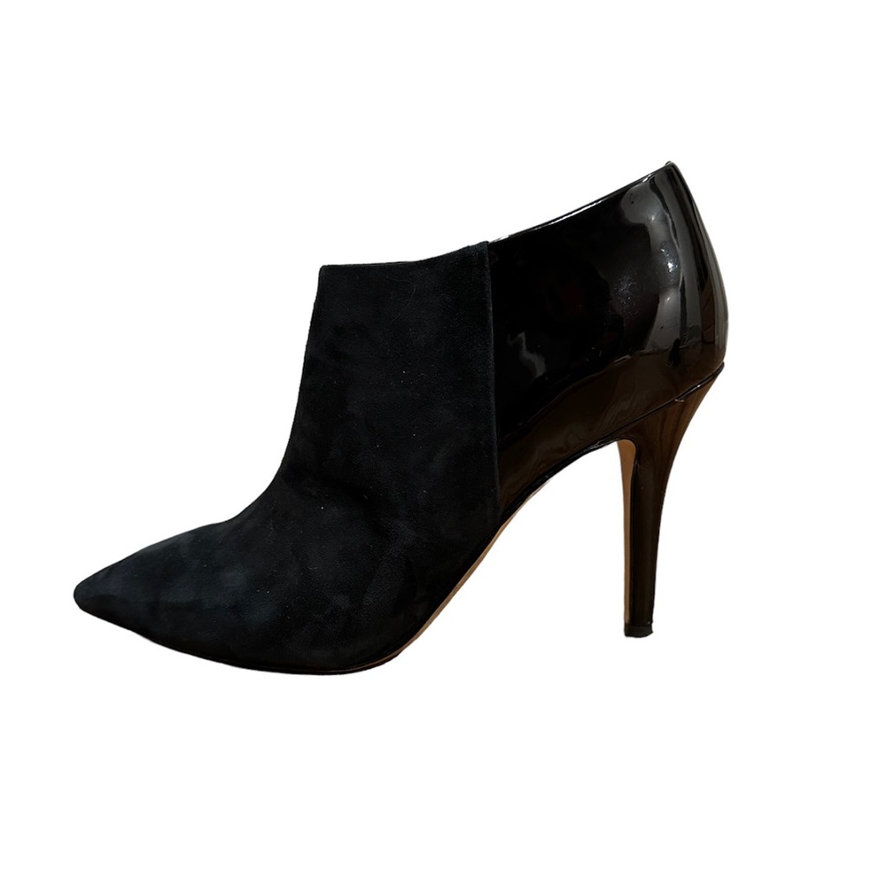 WHBM Black Patent Leather & Suede Booties